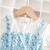 Blue floral print puff sleeve fit & flare girls dress with heart sling bag