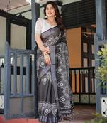 light black color Ready to wear saree with unstitched blouse