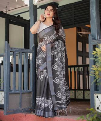 light black color Ready to wear saree with unstitched blouse 2