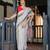 off white color Ready to wear saree with unstitched blouse