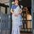 light grey color Ready to wear saree with unstitched blouse