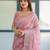 pink color Ready to wear saree with unstitched blouse