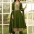 Floral embroidered silk blend v neck kurta trosuer & dupatta set