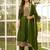 Floral embroidered silk blend v neck kurta trosuer & dupatta set