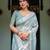 pastel green color Ready to wear saree with unstitched blouse