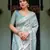 pastel green color Ready to wear saree with unstitched blouse