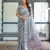 grey color Ready to wear saree with unstitched blouse