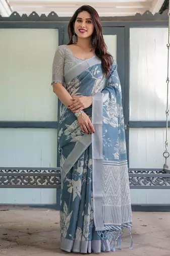blue ready made saree