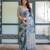 blue color Ready to wear saree with unstitched blouse