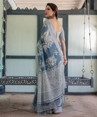 blue ready made saree 4