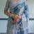 blue color Ready to wear saree with unstitched blouse