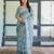 light blue color Ready to wear saree with unstitched blouse
