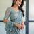 light blue color Ready to wear saree with unstitched blouse