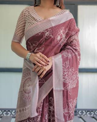 wine color Ready to wear saree with unstitched blouse 4