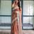 orange colour Ready to wear saree with unstitched blouse