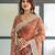 orange colour Ready to wear saree with unstitched blouse