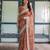orange colour Ready to wear saree with unstitched blouse