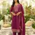 Floral embroidered silk blend v neck kurta trosuer & dupatta set