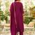 Floral embroidered silk blend v neck kurta trosuer & dupatta set