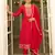 Floral embroidered silk blend v neck kurta trosuer & dupatta set