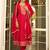 Floral embroidered silk blend v neck kurta trosuer & dupatta set