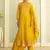 Floral embroidered silk blend v neck kurta trosuer & dupatta set