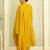 Floral embroidered silk blend v neck kurta trosuer & dupatta set