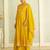 Floral embroidered silk blend v neck kurta trosuer & dupatta set