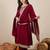 Floral embroidered silk blend round neck kurta trosuer & dupatta set