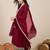 Floral embroidered silk blend round neck kurta trosuer & dupatta set