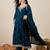 Floral embroidered silk blend round neck kurta trosuer & dupatta set