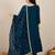 Floral embroidered silk blend round neck kurta trosuer & dupatta set