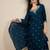 Floral embroidered silk blend round neck kurta trosuer & dupatta set