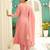 Floral embroidered silk blend round neck kurta trosuer & dupatta set