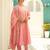 Floral embroidered silk blend round neck kurta trosuer & dupatta set
