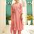 Floral embroidered silk blend round neck kurta trosuer & dupatta set