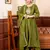 Floral embroidered silk blend round neck kurta trosuer & dupatta set