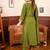 Floral embroidered silk blend round neck kurta trosuer & dupatta set