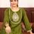 Floral embroidered silk blend round neck kurta trosuer & dupatta set
