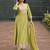 Floral embroidered silk round neck kurta trosuer & dupatta set
