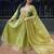Floral embroidered silk round neck kurta trosuer & dupatta set