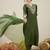 Floral embroidered silk blend v neck kurta trosuer & dupatta set