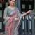 sage green color Ready to wear saree with unstitched blouse