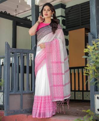 pink color Ready to wear saree with unstitched blouse 3