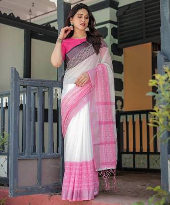 pink color Ready to wear saree with unstitched blouse 4