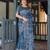 blue colour Ready to wear saree with unstitched blouse
