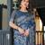 blue colour Ready to wear saree with unstitched blouse