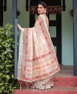 beige pre-stitched saree 5