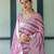 pink colour Ready to wear saree with unstitched blouse