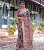 beige colour Ready to wear saree with unstitched blouse